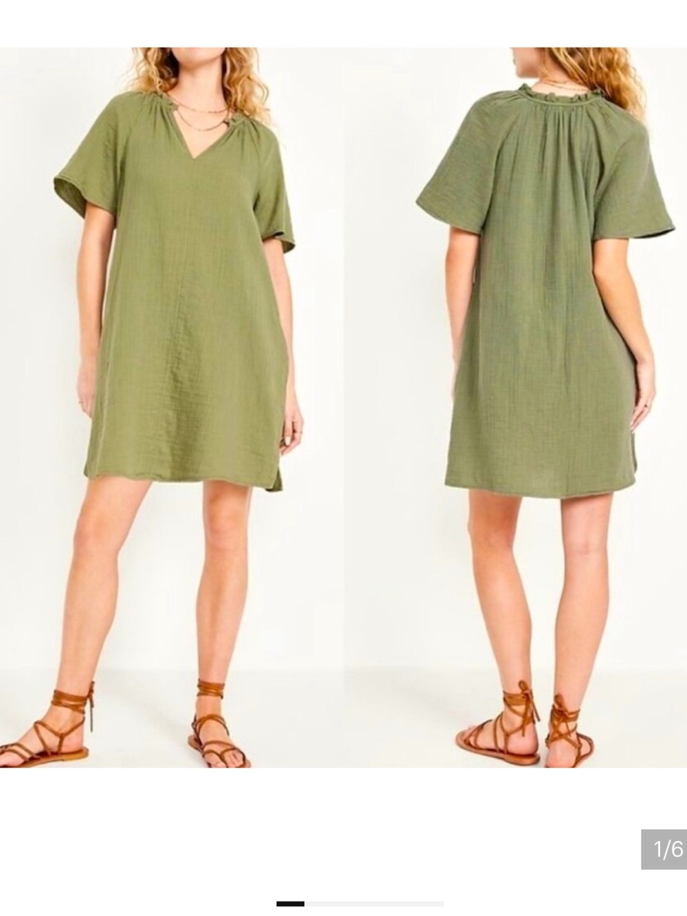 NWT old navy cotton gauze dress m olive